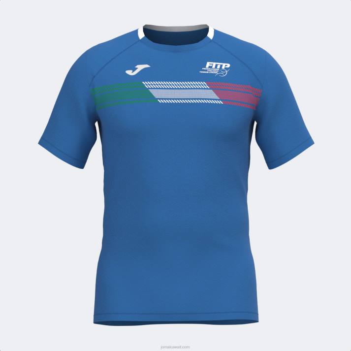Joma 82P4R4656 الأزرق الملكي قميص الاتحاد الايطالى للتنس والباديل بأكمام قصيرة