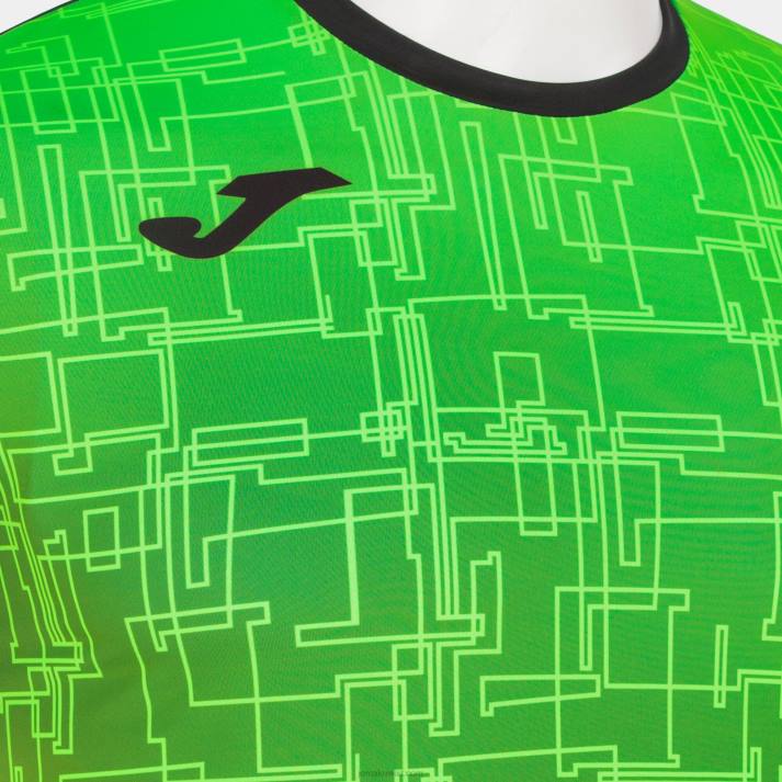 Joma 82P4R4661 أسود أخضر نيون قميص قصير الأكمام النخبة الثامن رجال
