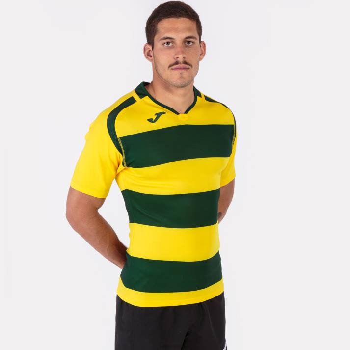 Joma 82P4R4699 أصفر أخضر قميص قصير الأكمام prorugby الثاني رجال