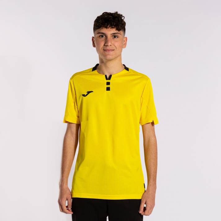 Joma 82P4R4710 أصفر أسود قميص بأكمام قصيرة ذهبي رابعا رجال