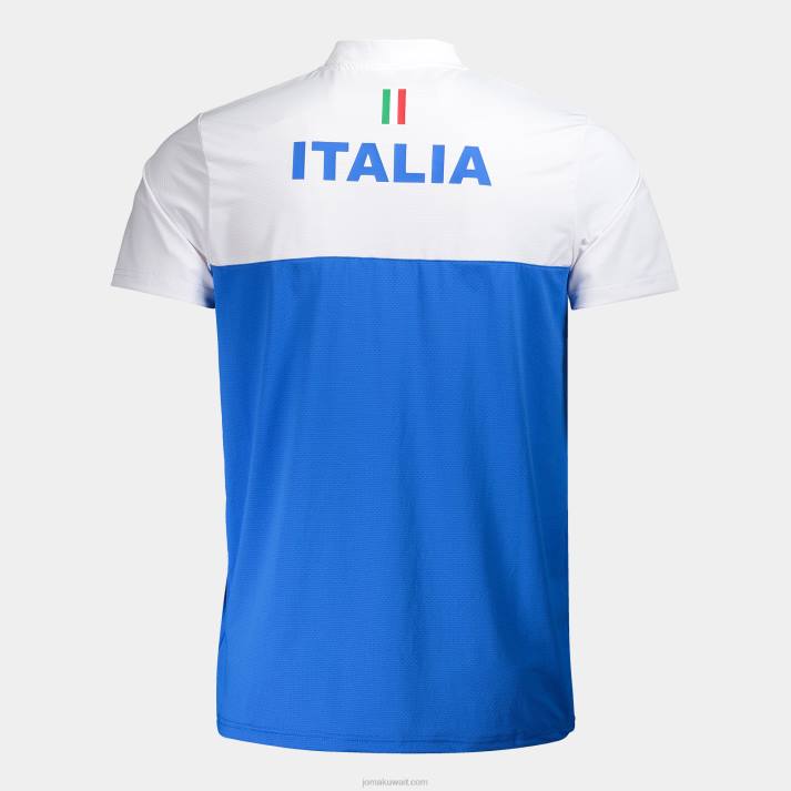 Joma 82P4R4750 أبيض أزرق ملكي قميص بولو قصير الاكمام لاتحاد التنس والباديل الايطالى