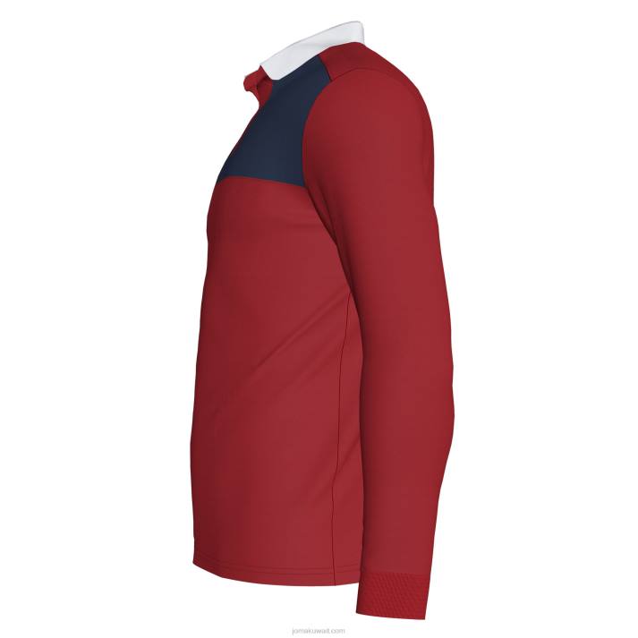 Joma 82P4R524 أحمر أزرق كحلي قميص بولو طويل الأكمام الفائز الثاني رجال