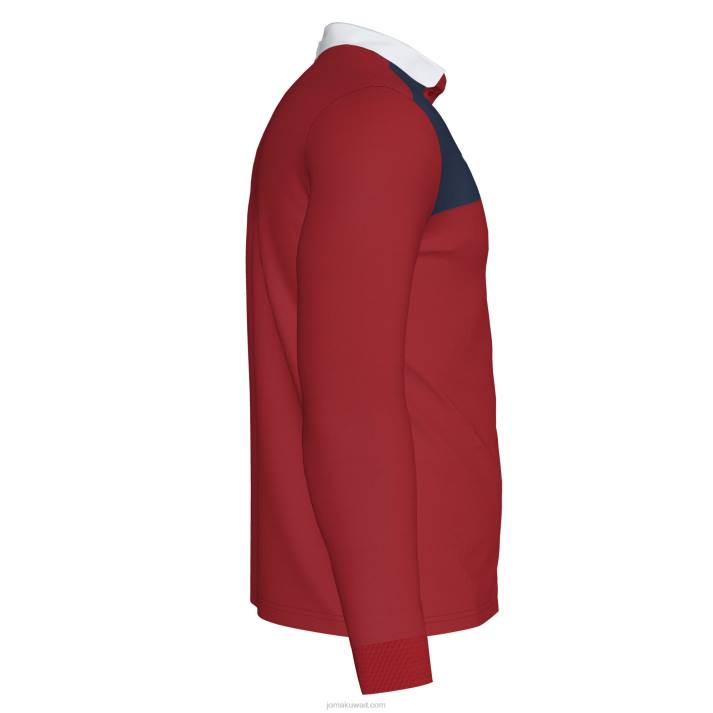 Joma 82P4R524 أحمر أزرق كحلي قميص بولو طويل الأكمام الفائز الثاني رجال