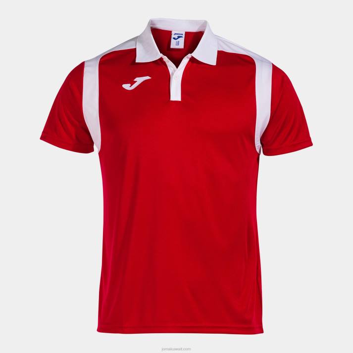 Joma 82P4R526 احمر ابيض بطولة قميص بولو بأكمام قصيرة v رجال