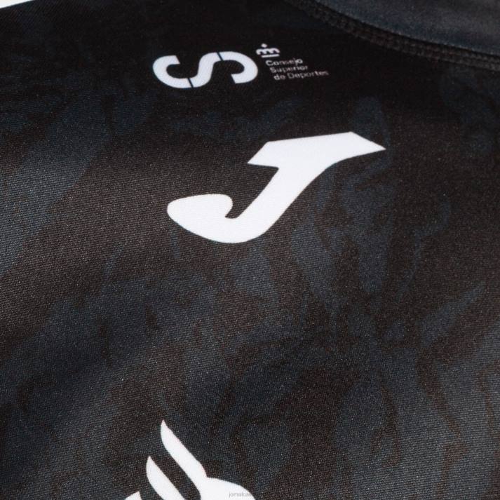 Joma 82P4R534 أسود رمادي غامق قميص قصير الأكمام 3 زي الاتحاد الملكي الاسباني لكرة اليد