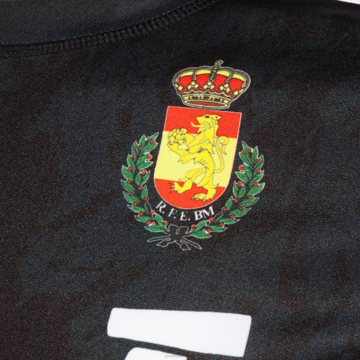Joma 82P4R534 أسود رمادي غامق قميص قصير الأكمام 3 زي الاتحاد الملكي الاسباني لكرة اليد