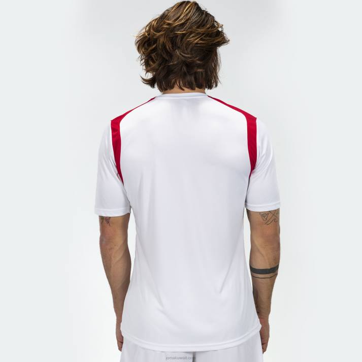 Joma 82P4R553 أبيض أحمر بطولة قميص قصير الأكمام v رجال
