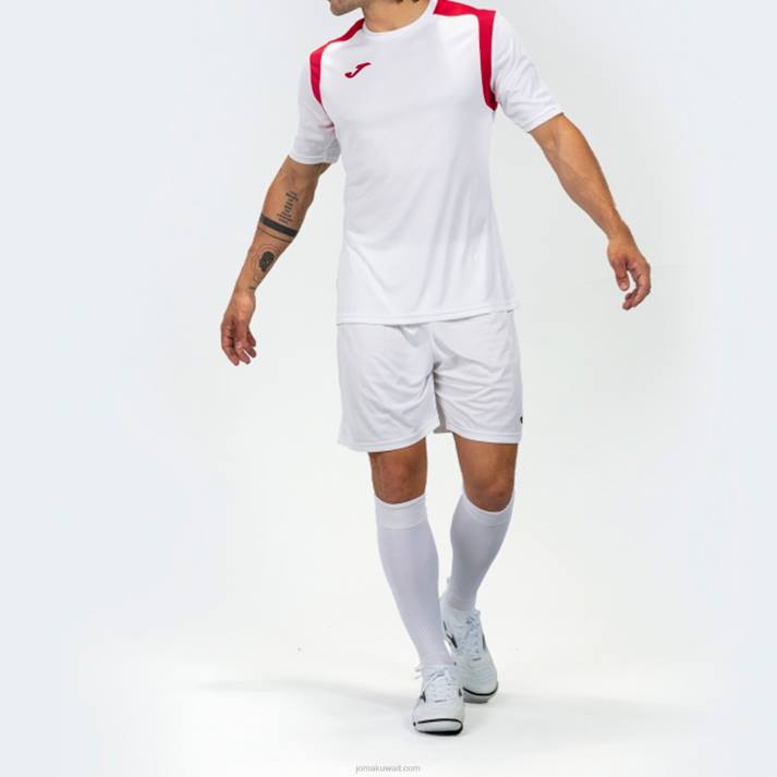 Joma 82P4R553 أبيض أحمر بطولة قميص قصير الأكمام v رجال