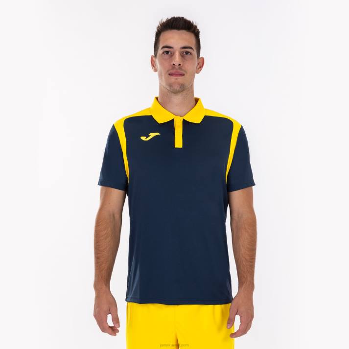 Joma 82P4R556 الأزرق الداكن والأصفر بطولة قميص بولو بأكمام قصيرة v رجال