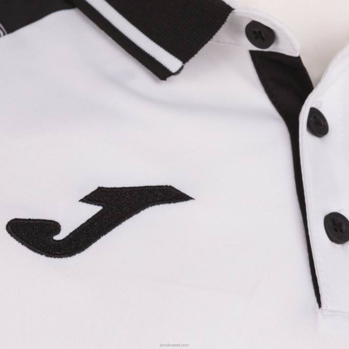 Joma 82P4R564 أبيض أسود قميص بولو قصير الأكمام أساسي الثاني رجال
