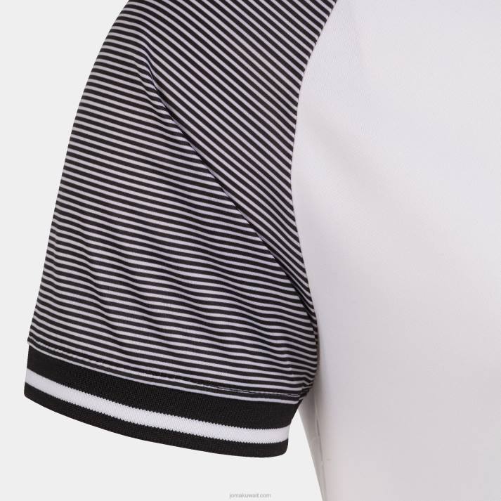 Joma 82P4R564 أبيض أسود قميص بولو قصير الأكمام أساسي الثاني رجال