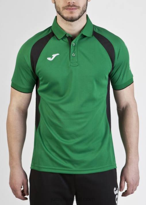 Joma 82P4R572 أخضر أسود بطولة قميص بولو قصير الأكمام III رجال