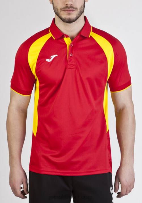 Joma 82P4R573 احمر اصفر بطولة قميص بولو قصير الأكمام III رجال