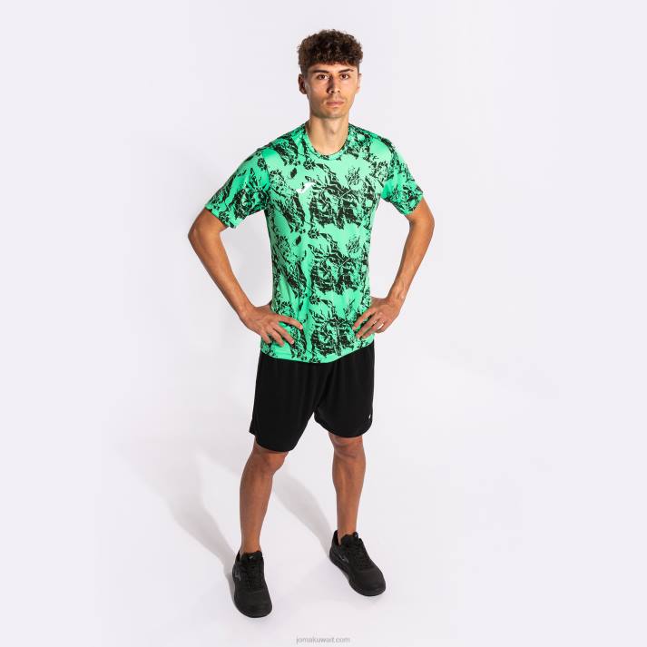 Joma 82P4R607 أخضر أسود قميص قصير الأكمام أسد رجال