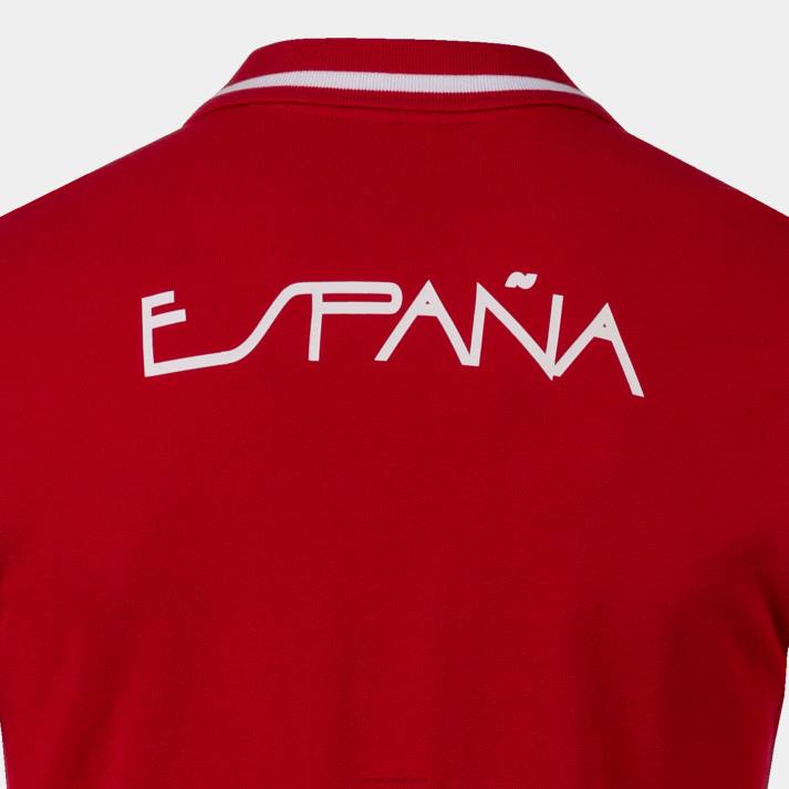 Joma 82P4R631 احمر ابيض قميص بولو كم طويل ترفيهي اللجنة الأولمبية الإسبانية