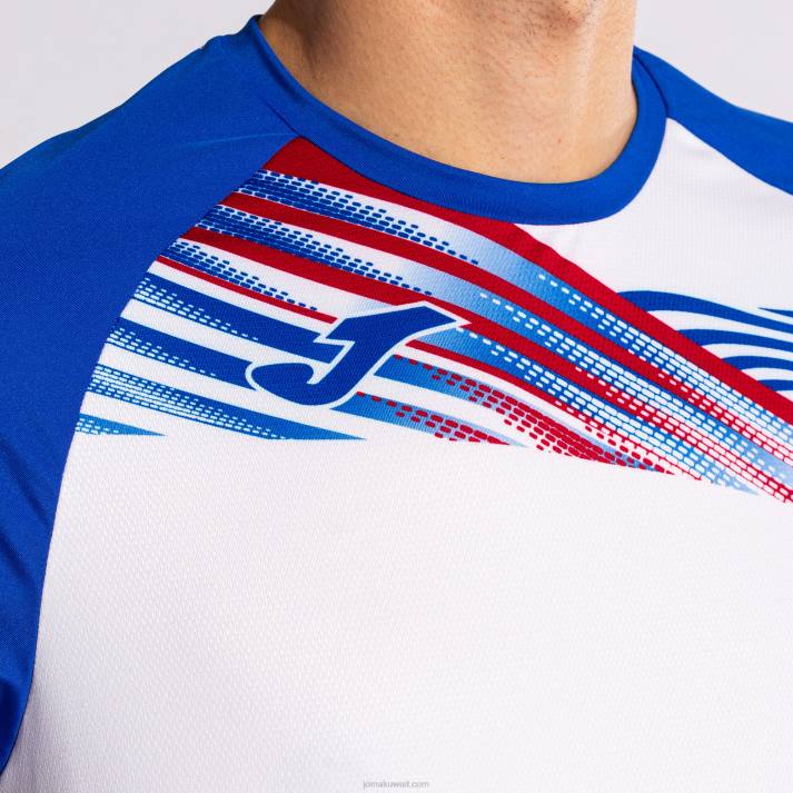 Joma 82P4R639 أبيض أزرق ملكي قميص قصير الأكمام النخبة x رجال