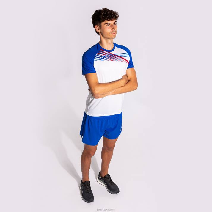Joma 82P4R639 أبيض أزرق ملكي قميص قصير الأكمام النخبة x رجال