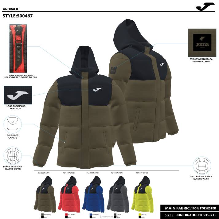 Joma 82P4R668 أحمر أسود أنوراك بارك رجال