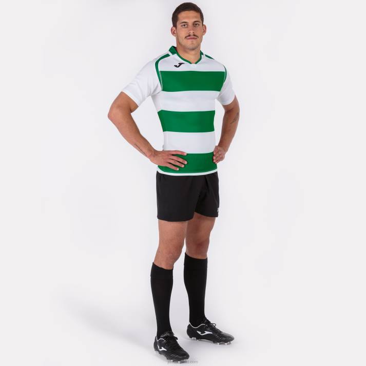 Joma 82P4R764 أبيض أخضر قميص قصير الأكمام prorugby الثاني رجال