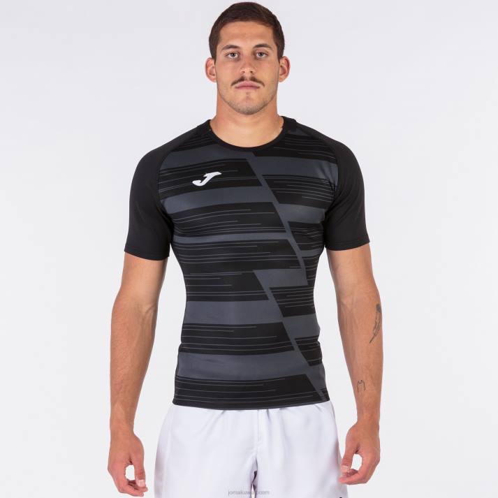 Joma 82P4R797 أسود رمادي غامق قميص بأكمام قصيرة هاكا رجال