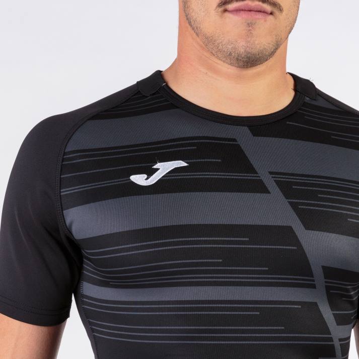 Joma 82P4R797 أسود رمادي غامق قميص بأكمام قصيرة هاكا رجال