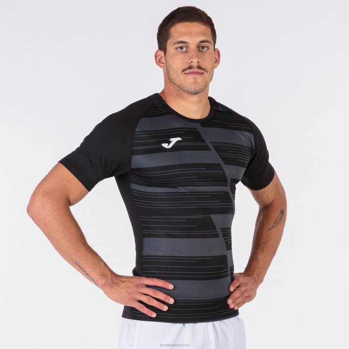 Joma 82P4R797 أسود رمادي غامق قميص بأكمام قصيرة هاكا رجال