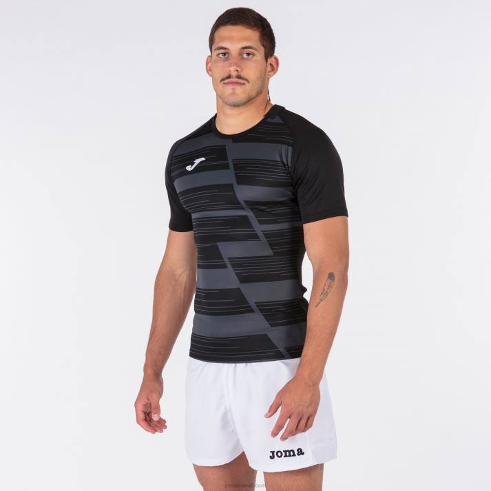 Joma 82P4R797 أسود رمادي غامق قميص بأكمام قصيرة هاكا رجال