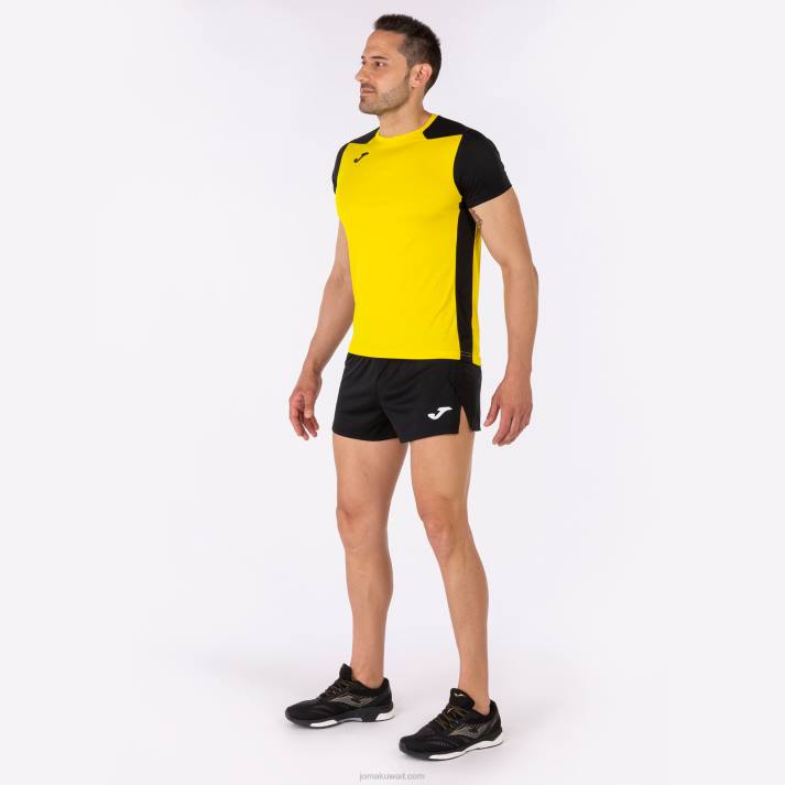Joma 82P4R820 أصفر أسود قميص قصير الأكمام سجل الثاني رجال