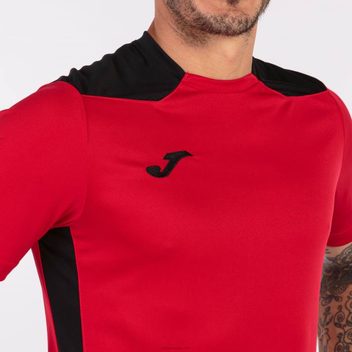 Joma 82P4R822 أحمر أسود بطولة قميص قصير الأكمام سادسا رجال