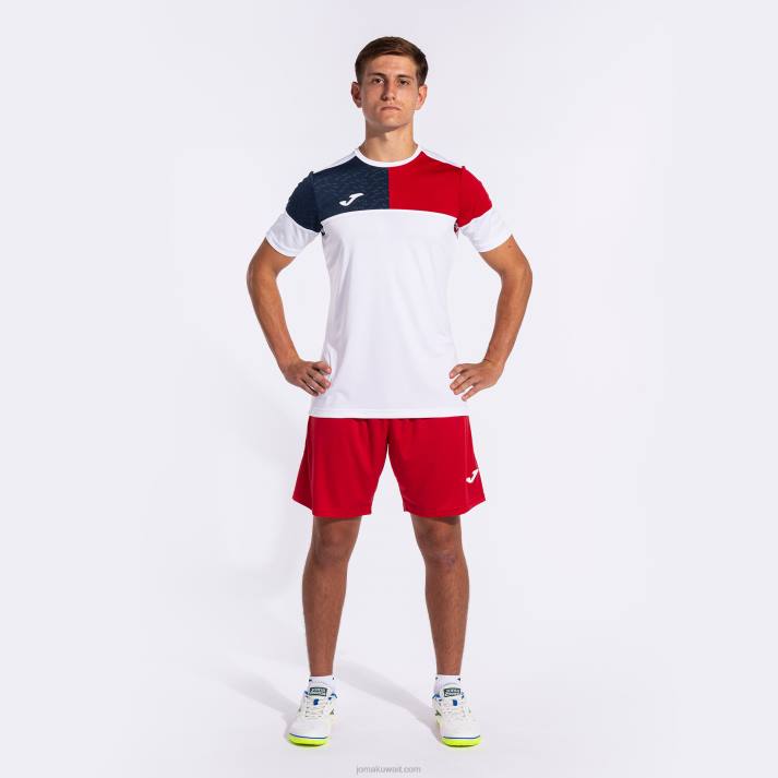 Joma 82P4R882 أبيض أحمر أزرق كحلي قميص طاقم قصير الأكمام v رجال
