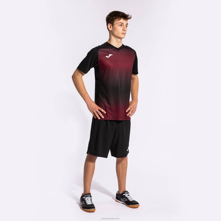 Joma 82P4R92 بورجوندي أسود قميص بأكمام قصيرة النمر v رجال