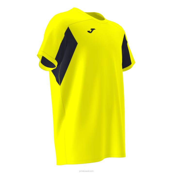 Joma 82P4R938 نيون أصفر أسود قميص قصير الأكمام colle رجال