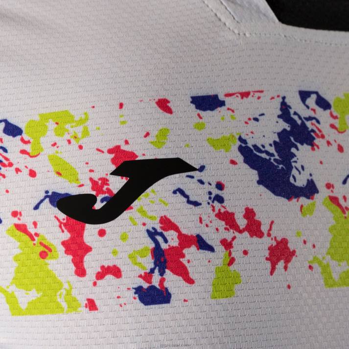 Joma 82P4R956 أبيض متعدد الألوان قميص قصير الأكمام التحدي رجال