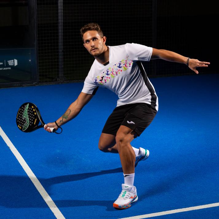 Joma 82P4R956 أبيض متعدد الألوان قميص قصير الأكمام التحدي رجال