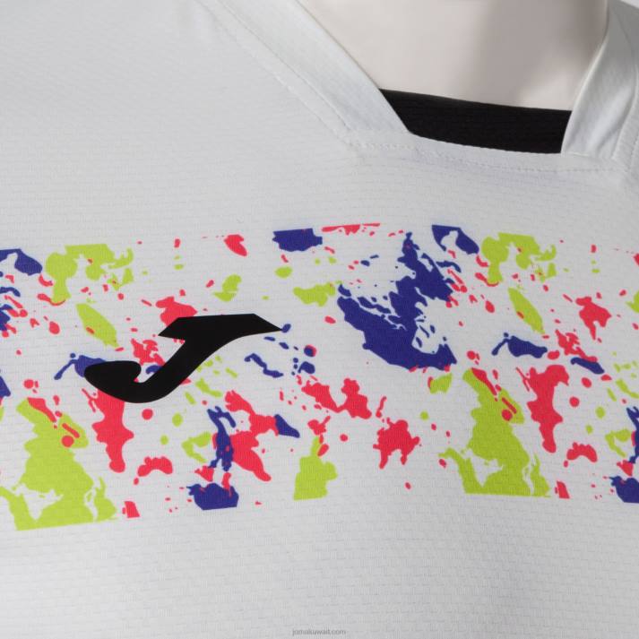 Joma 82P4R956 أبيض متعدد الألوان قميص قصير الأكمام التحدي رجال