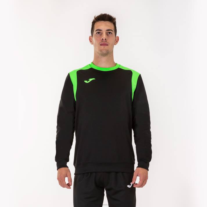 Joma 82P4R977 أسود أخضر نيون بطولة قميص من النوع الثقيل v رجال