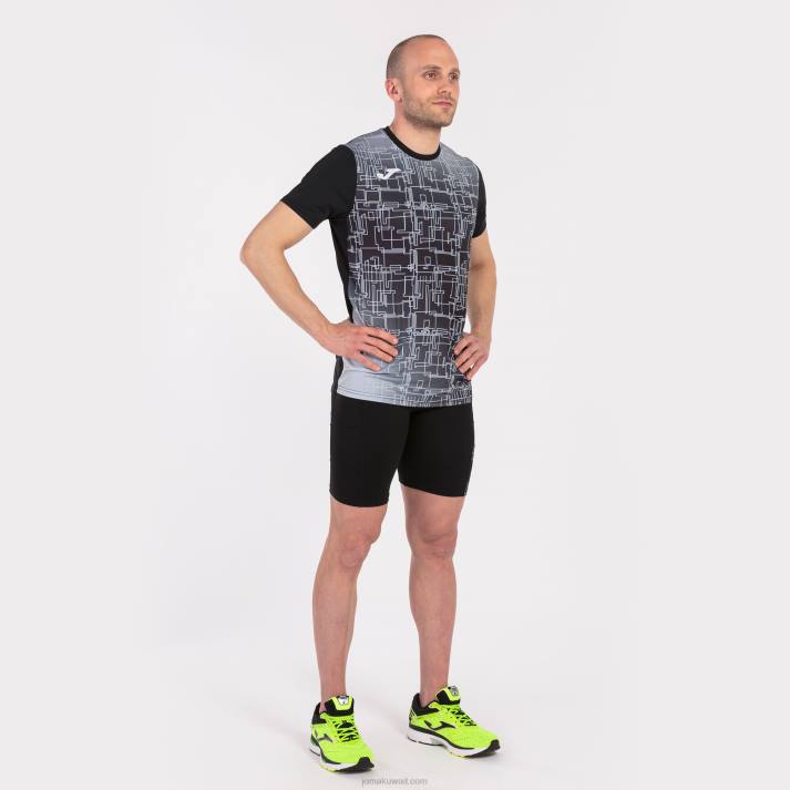 Joma 82P4R985 أسود قميص قصير الأكمام النخبة الثامن رجال