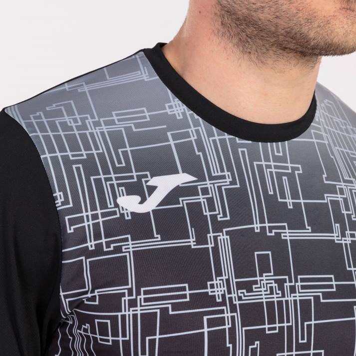 Joma 82P4R985 أسود قميص قصير الأكمام النخبة الثامن رجال