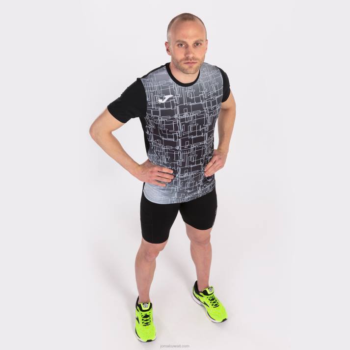 Joma 82P4R985 أسود قميص قصير الأكمام النخبة الثامن رجال