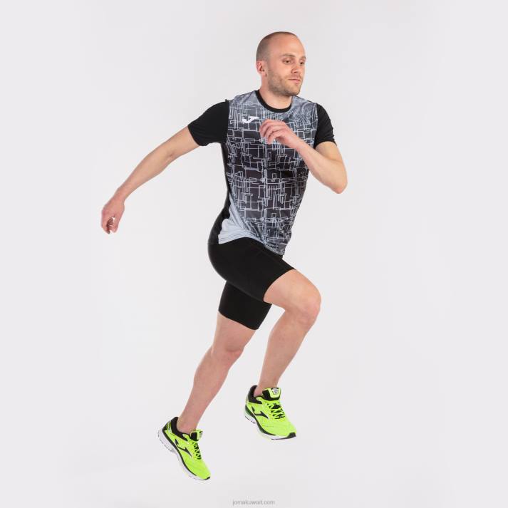 Joma 82P4R985 أسود قميص قصير الأكمام النخبة الثامن رجال